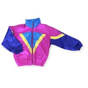 VTG Girls Colorblock Windbreaker Jacket Bright Colorful 1990's JPI Company Sz 3T